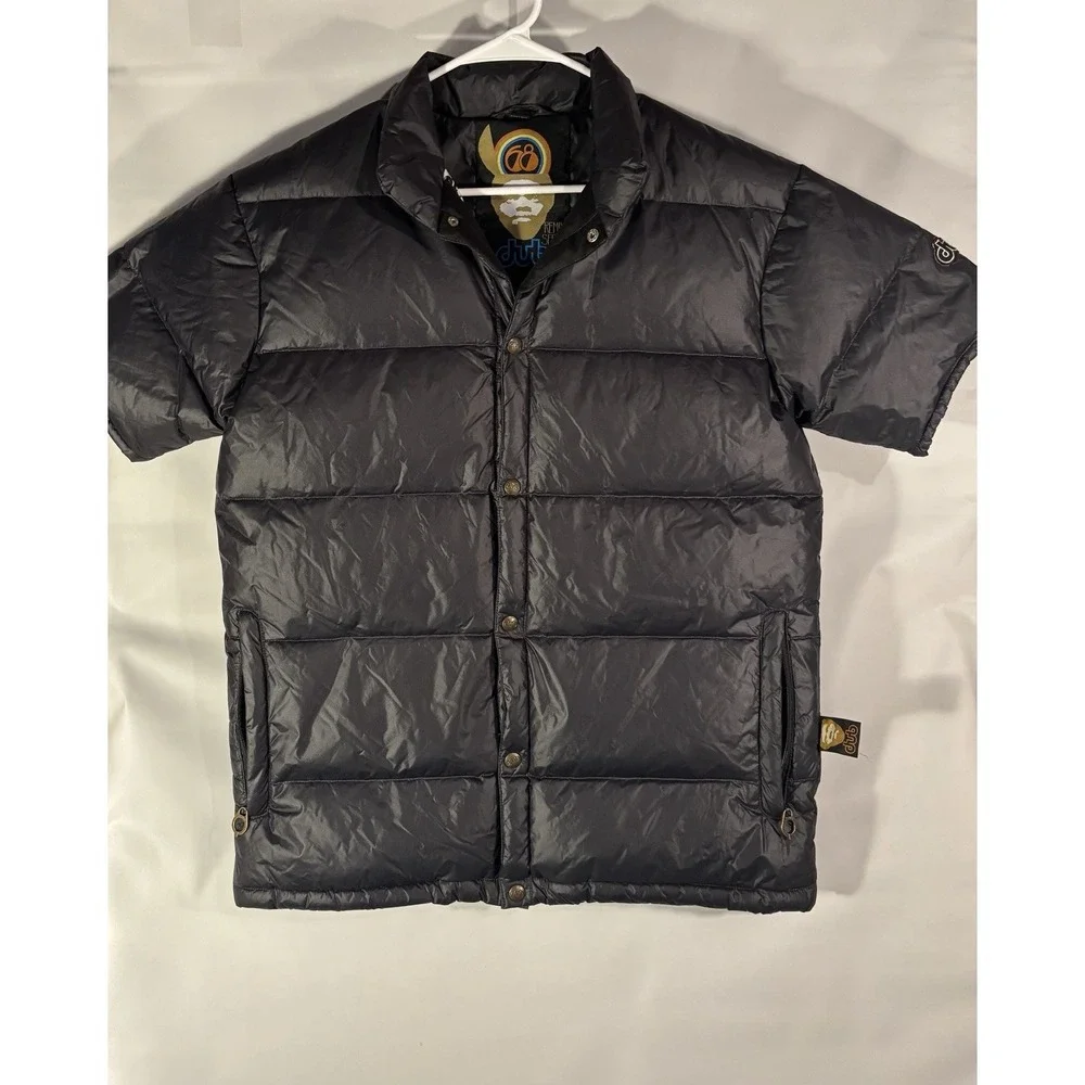 Vtg "Dub 68 Remix Series" Black Short Sleeve Rapper Puffer Jacket Men's L Y2k - Picture 2 of 16